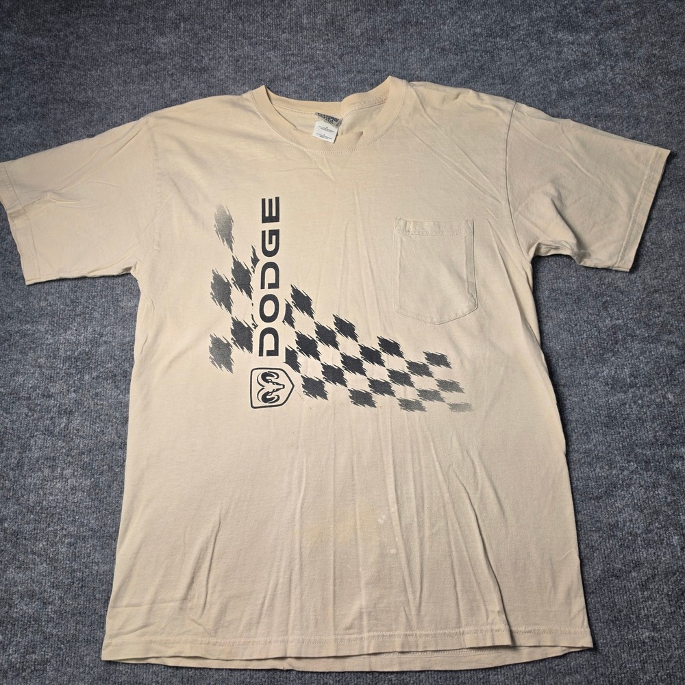 Vintage 2004 Dodge Ram T Shirt Mens Large Tan Pocket Graphic Tee Motorsports